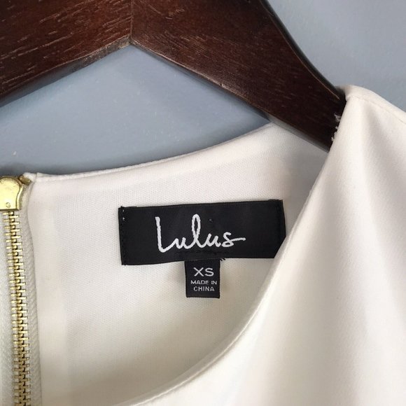 Lulu's Women's Dress XS Extra Small Solid Ivory Short Sleeve Back Zip Up - Picture 8 of 8